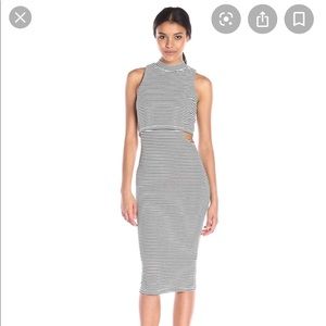 MINKPINK Striped Cutout Midi Dress